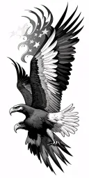 eagle soaring with flag tattoo design idea