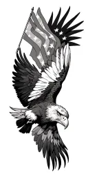 eagle soaring with flag tattoo design idea