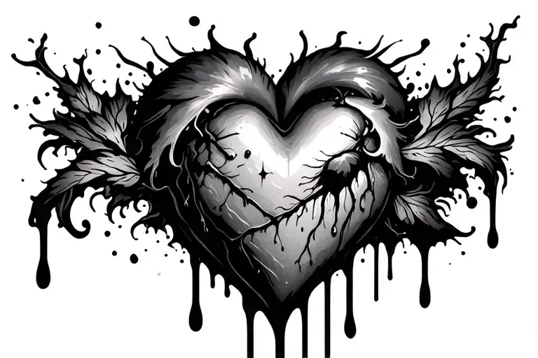 Heartbreak, loneliness, bleeding, heart tattoo design idea