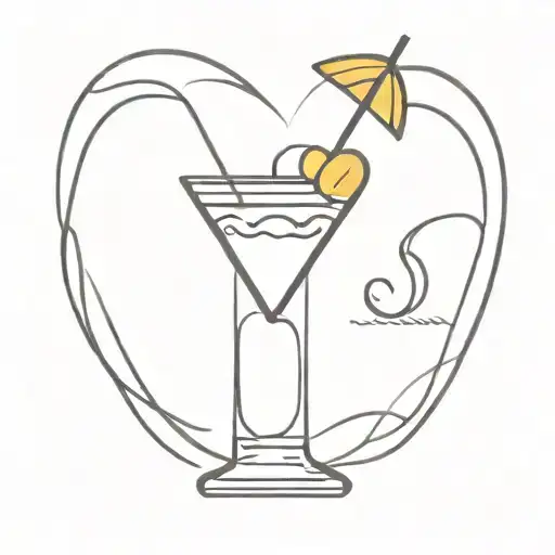 martini glass with heart cocktail pick tattoo design idea