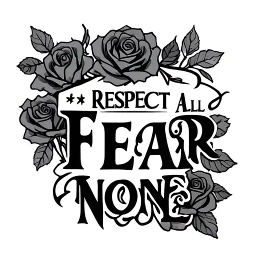 "Respect All Fear None" roses tattoo design idea