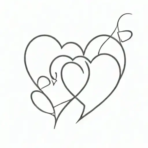 three hearts in the style of minimalism graphically echoing each other, in one heart is written 26.04.1998 Dmitry, in th tattoo design idea