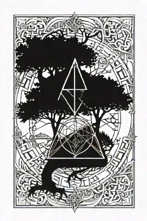 on a blacked out forearm a white tree of life intertwining the valknut into the branches with the nordic compass on hand tattoo design idea