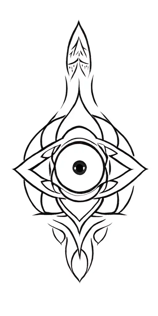 kaal bhairab in mandala and mauri with evil eye symbol integrated tattoo design idea