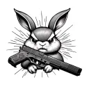 Angry cute Rabbit with Glock tattoo design idea