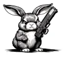 Angry cute Rabbit with Glock tattoo design idea