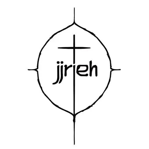 jireh word with cross tattoo design idea
