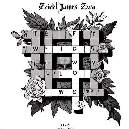 Ezekiel, James, Ezra and theirs meanings in a crossword puzzle tattoo design idea
