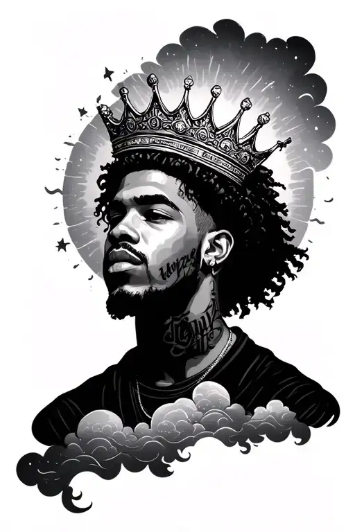 love yourz and j cole crown inside od clouds and sun tattoo design idea