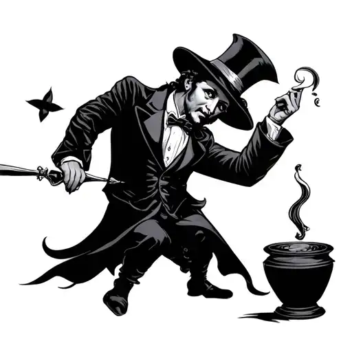 magician performing tricks tattoo design idea