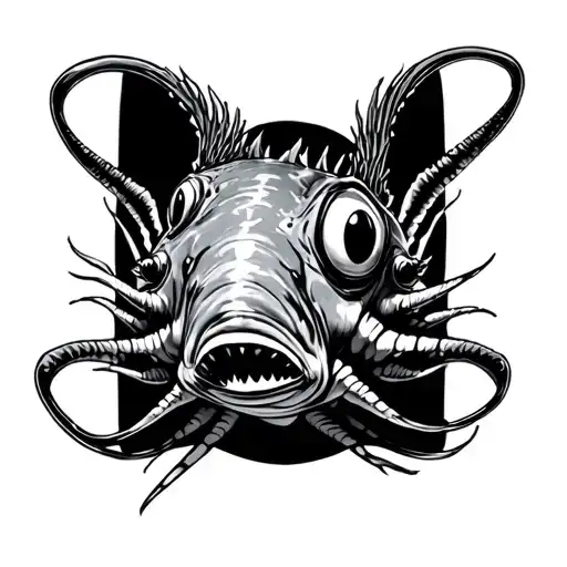 angler fish in the deep ocean tattoo design idea