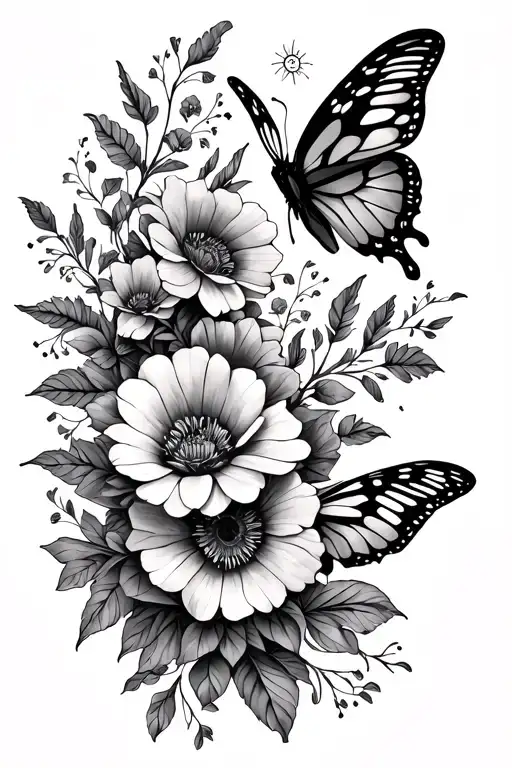 half sleeve, starting above the elbow, wrapping all the way down to the hand with flowers biblical scripture butterflies tattoo design idea