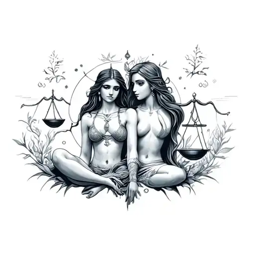 aquarius and Libra  tattoo design idea