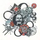 lsd molecules surrounding the world war 2 tattoo design idea