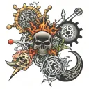 lsd molecules surrounding the world war 2 tattoo design idea