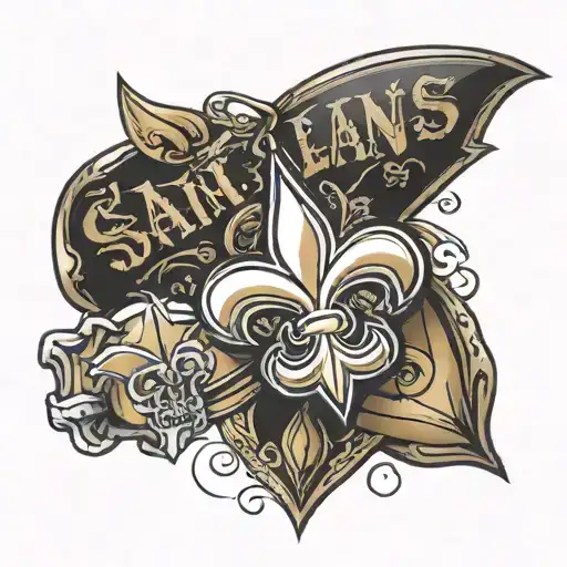 New Orleans saints logo on a football tattoo design idea