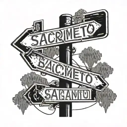 Street sign with sacramento tattoo design idea