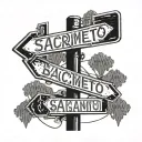 Street sign with sacramento tattoo design idea
