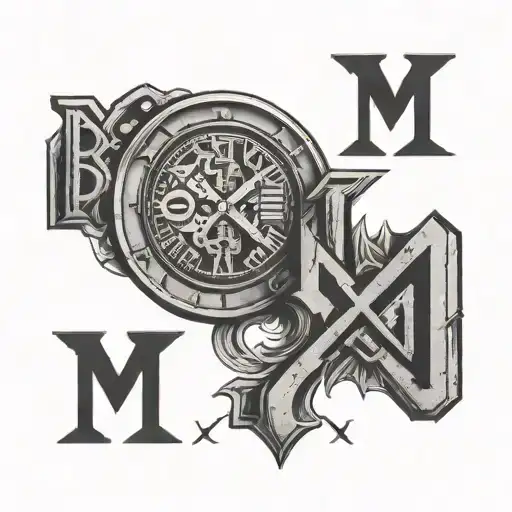 roman numerals MCMXXXIII above big bold letters BB with roman numerals MMXXII under it tattoo stencil tattoo design idea