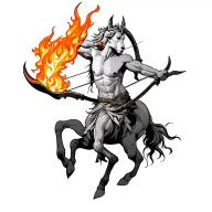 centaur archer with fire element tattoo design idea