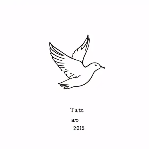 Small tattoo with date and dove that fly away tattoo design idea