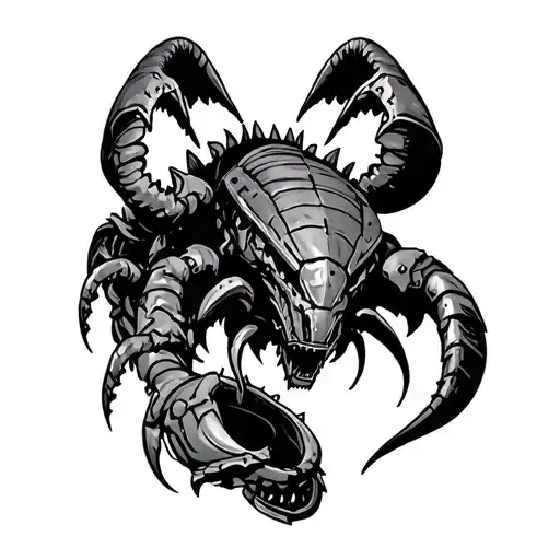 a warhammer 40k space marine crushing a tyranid tattoo design idea
