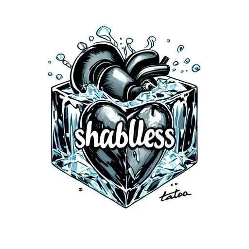 hand of Trafalgar D. Law using the room move, with the smoker's heart in the ice cube and the phrase shabless written tattoo design idea