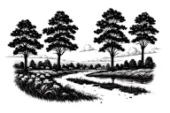 countryside landscape tattoo design idea