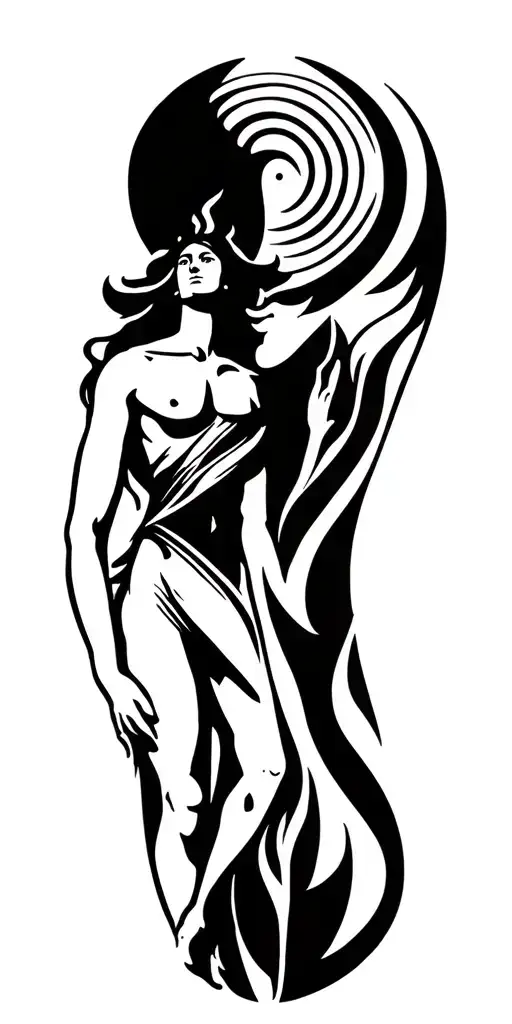God 7 days of creation with black adam and eve tattoo design idea