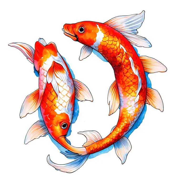 2 koi fish swimming tattoo design idea