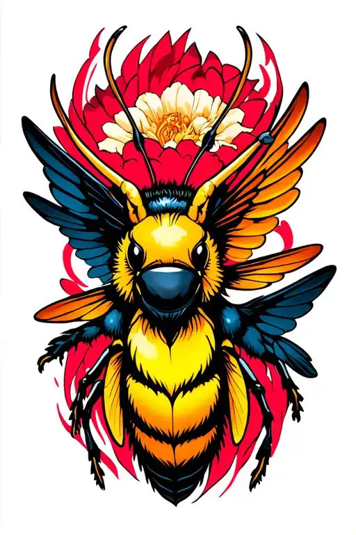 hornet flying tattoo design idea