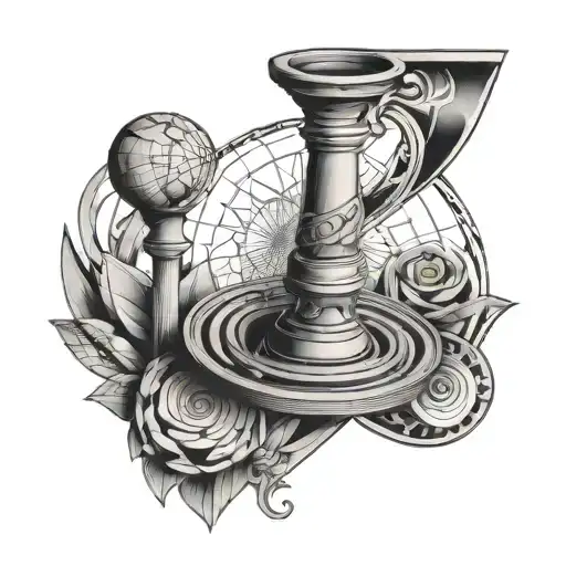Incorporate Fibonacci numbers into a black-grey tattoo of a trading candlestick surrounded by geometric shapes tattoo design idea