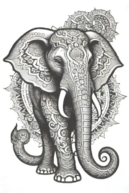 elephant head mandala design tattoo design idea