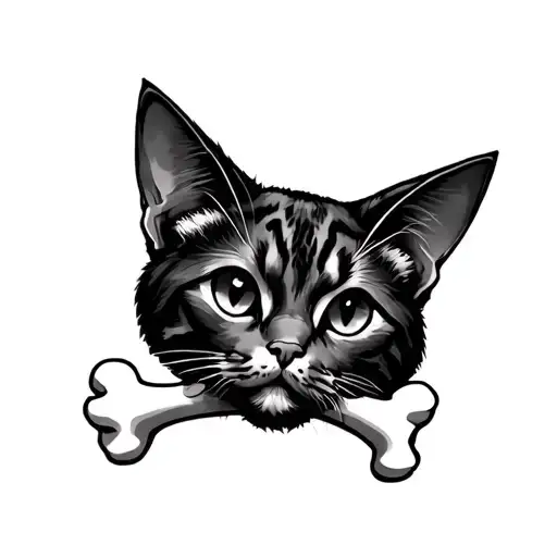 cat ears outline with bone underneath tattoo design idea