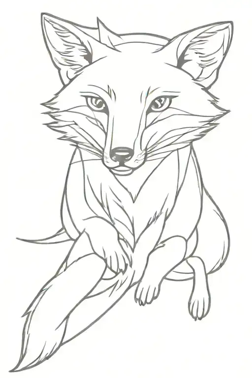 fox in japanese style 3d looking left tattoo design idea