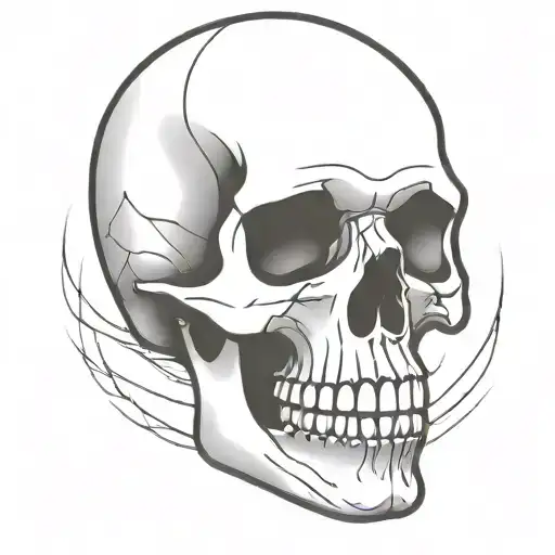 simple skull outlined tattoo design idea