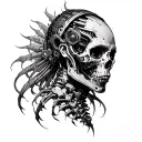 cyberpunk sandevistan spine tattoo tattoo design idea