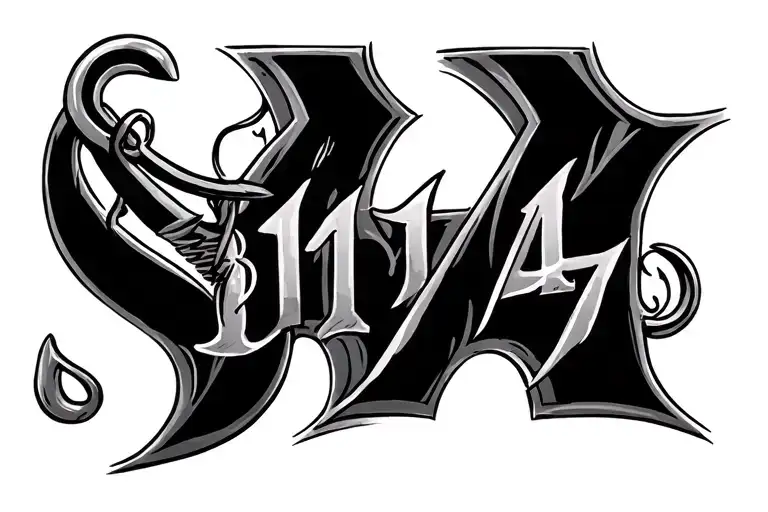 roman numerals 8/17/47 on a fishing hook tattoo design idea