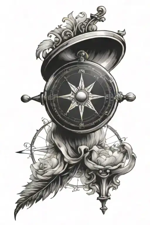 Old fashioned compass minimalist tattoo design idea