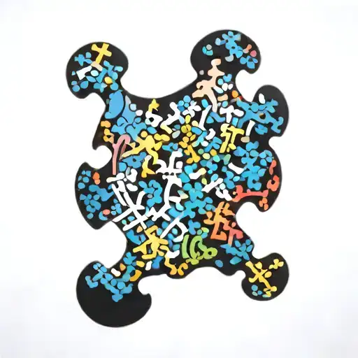 A colorful puzzle piece mosaic representing the complexity and beauty of autism spectrum disorder tattoo design idea