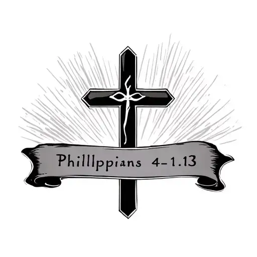 Philippians 4:13 with a cross tattoo design idea