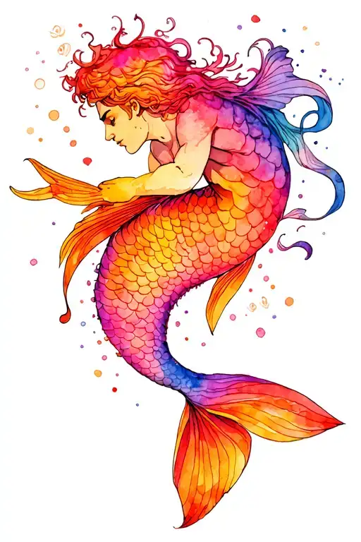 merman gay tattoo design idea