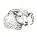 cute fine line lamb face tattoo design idea