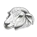 cute fine line lamb face tattoo design idea