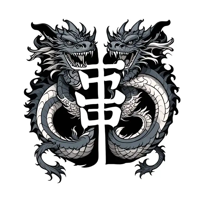 kanji happy symbol on wrist with dragons tattoo design idea