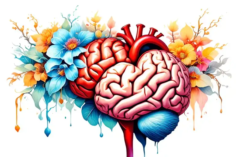 brain and heart balance tattoo design idea