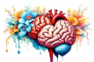 brain and heart balance tattoo design idea