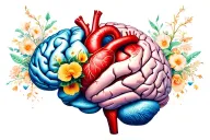 brain and heart balance tattoo design idea