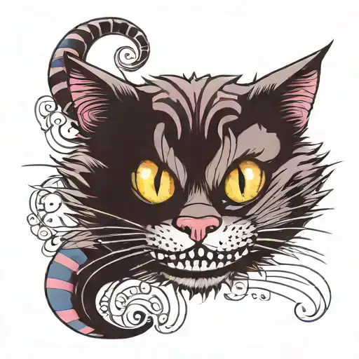 Cheshire cat with moon tattoo design idea