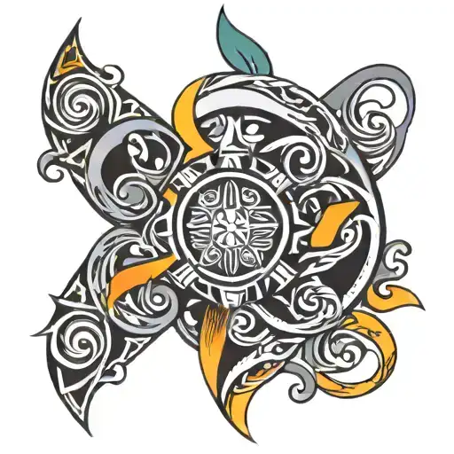 An abstract design incorporating loyalty symbols and rasta colors tattoo design idea